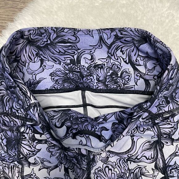 Lululemon Fast Free Hanakotoba Starlight Crop Purple Floral Leggings Sz 6 Run - Picture 3 of 11